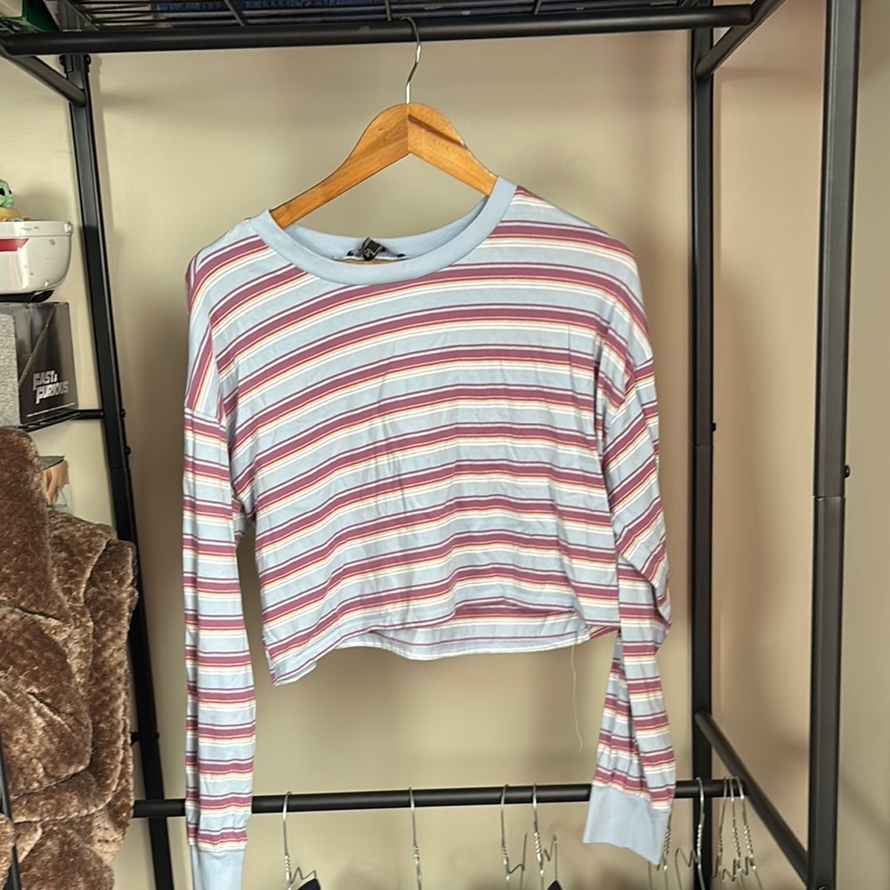 Striped Long Sleeve Crop Top